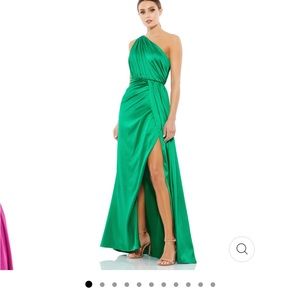 Leena by Macduggal green silk one shoulder dress